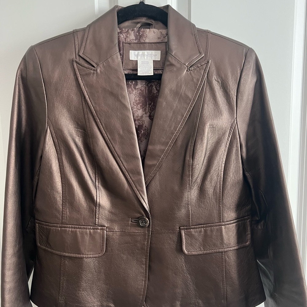 Elegant Brown Leather Women's Jacket